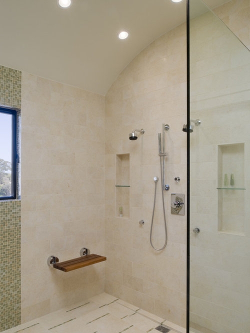 Modern Walk-In Shower with Foldable Foot Rest