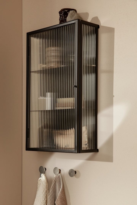 Modern Wall Cabinet with Fluted Glass Doors
