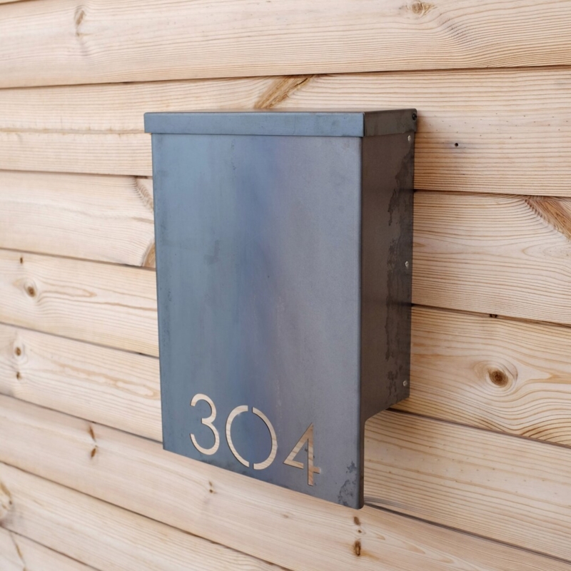 Modern Wall-Mounted Metal Mailbox with House Number