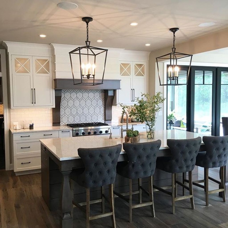 Modern White Kitchen with Contrasting Black Island