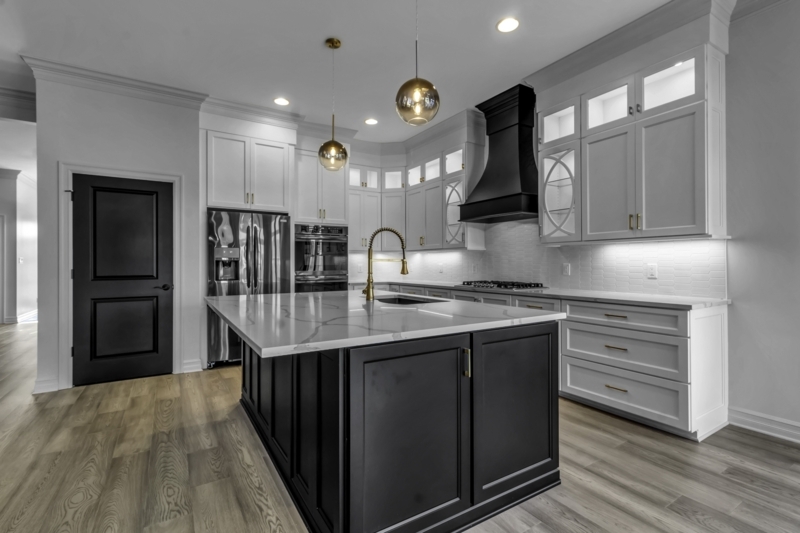 Modern White Kitchen with Matte Black Island