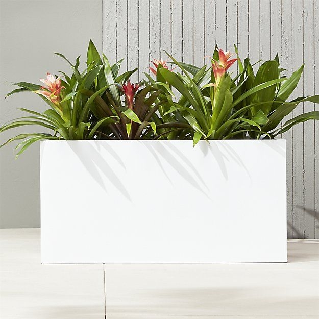 Modern White Rectangular Planter for Indoor Outdoor Use