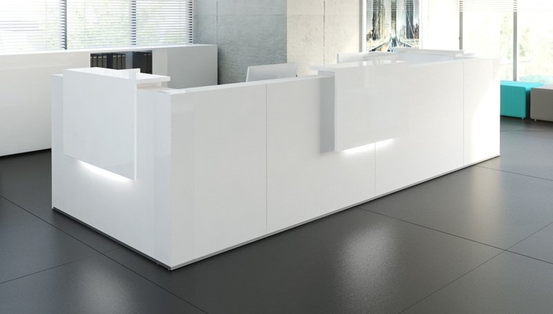 Modern White Two-Person Reception Desk
