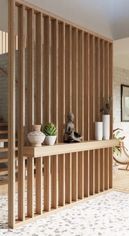 Modern Wooden Floor-to-Ceiling Room Divider Design