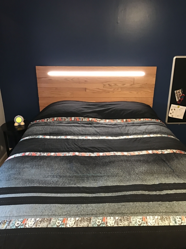 Modern Wooden Headboard with Built-In LED Light