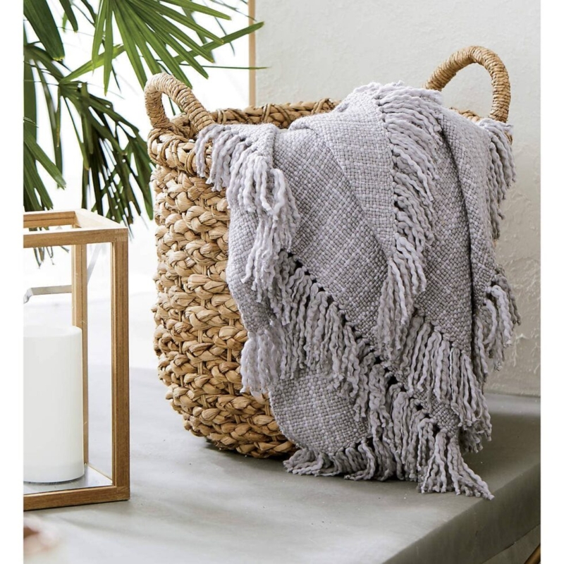 Natural Woven Basket Blanket Storage Idea