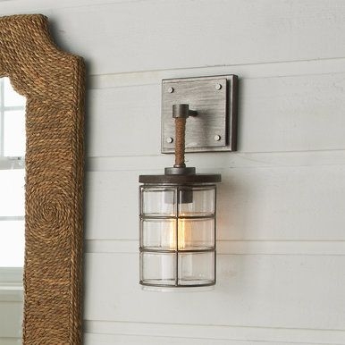 Nautical Glass and Fabric Shade Wall Sconces