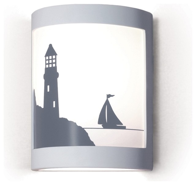 Nautical Lighthouse and Sailboat Silhouette Wall Sconce