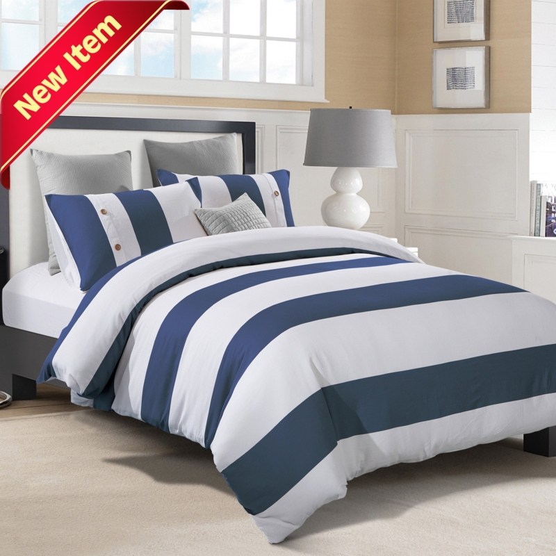 Nautical Navy Blue and White Striped Bedding Set