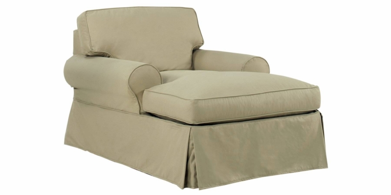 Neutral Beige Slipcover for Chaise Lounge Sofa