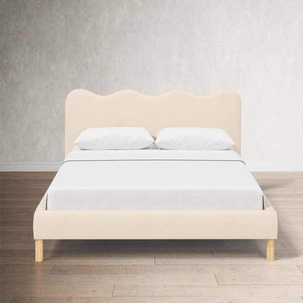 Neutral Upholstered Scalloped Bed Frame Design