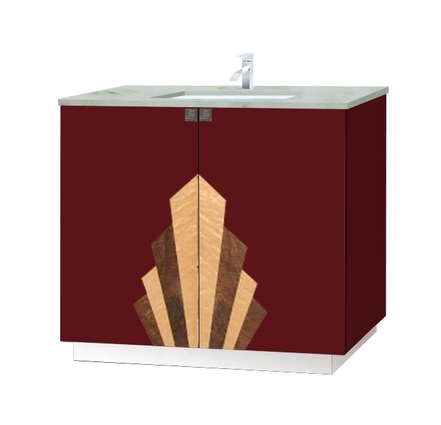 new Art Deco lacquered bathroom 2 door vanity unit with Deco designs on ...