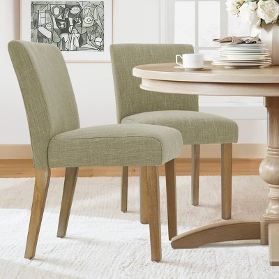 North Linen Dining Chairs Set Of 2,sage Green Upholstered Parsons ...
