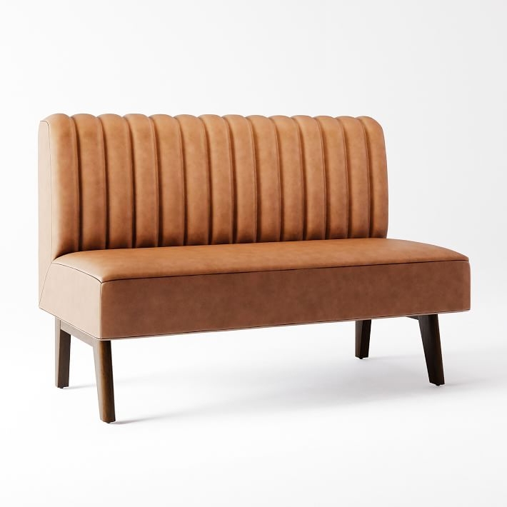 Novak Vegan Leather Banquette with Vertical Channel Tufting