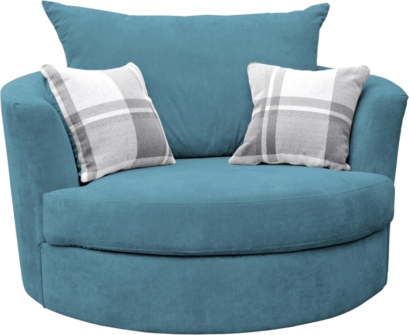 Ocean Blue Large Swivel Round Cuddle Chair