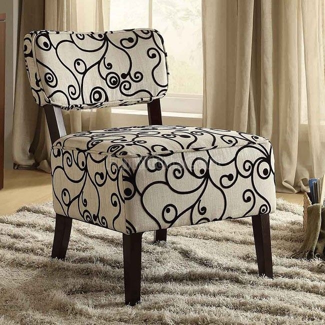 Orson Black and White Swirl Fabric Accent Chair
