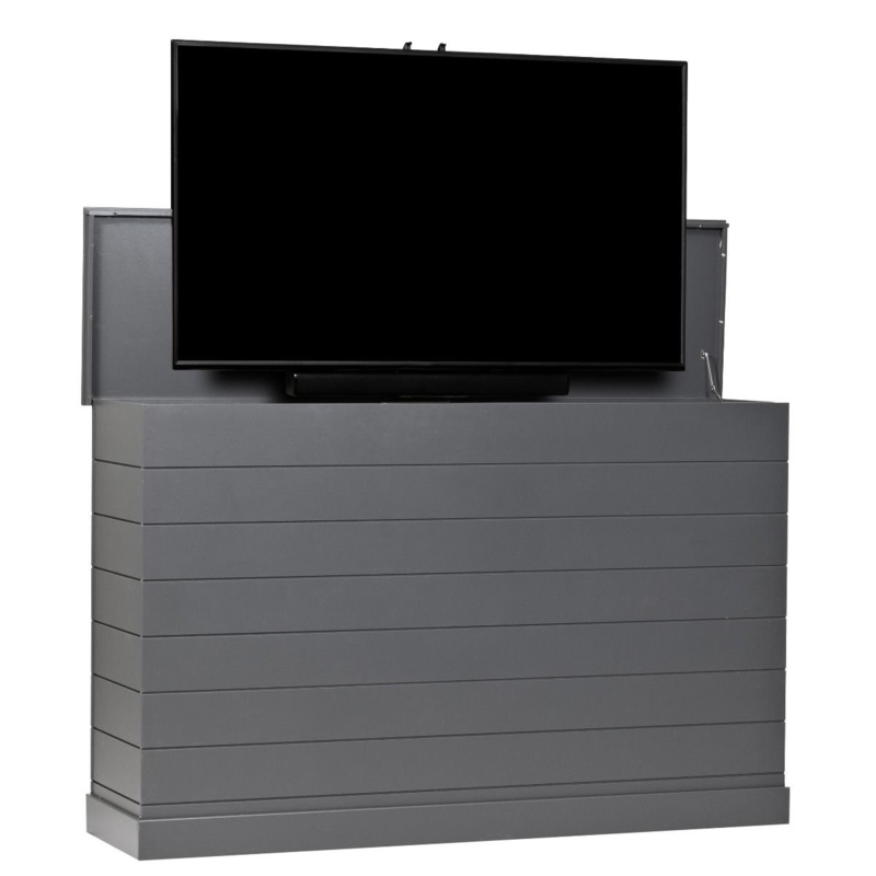 Outdoor Gray Ship Lap TV Lift Cabinet for Large TVs