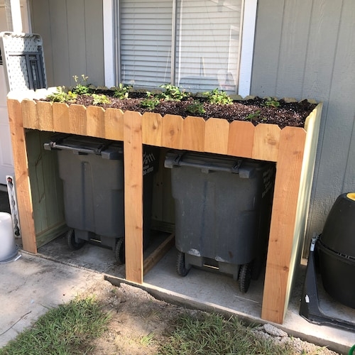 Outdoor Trash Bin Enclosure with Raised Planter Bed