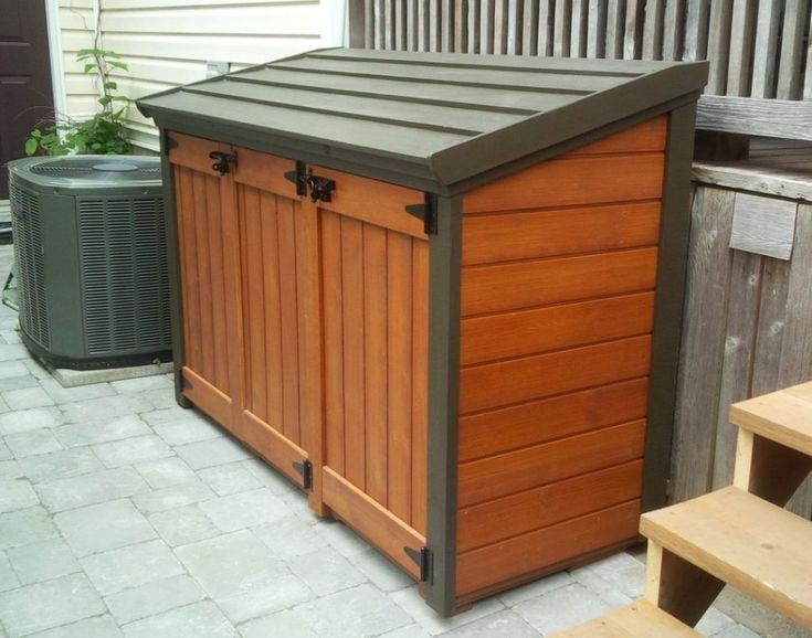 Outdoor Wooden Trash Bin Storage Cabinet