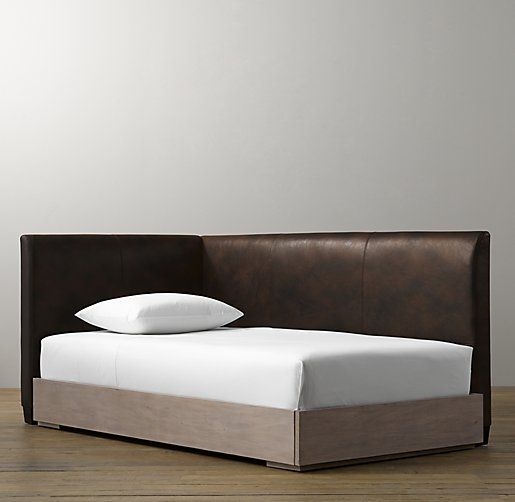 Parker Leather Corner Bed With Platform | Headboards for beds, Bed in ...