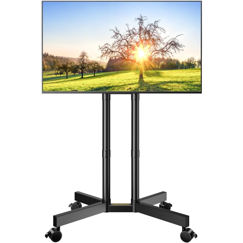 Perlegear Rolling Mobile TV Stand with Wheels
