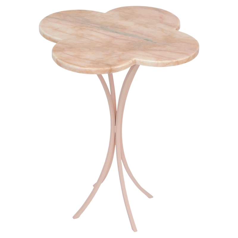 Pink Portuguese Marble Clover Flower Coffee Table