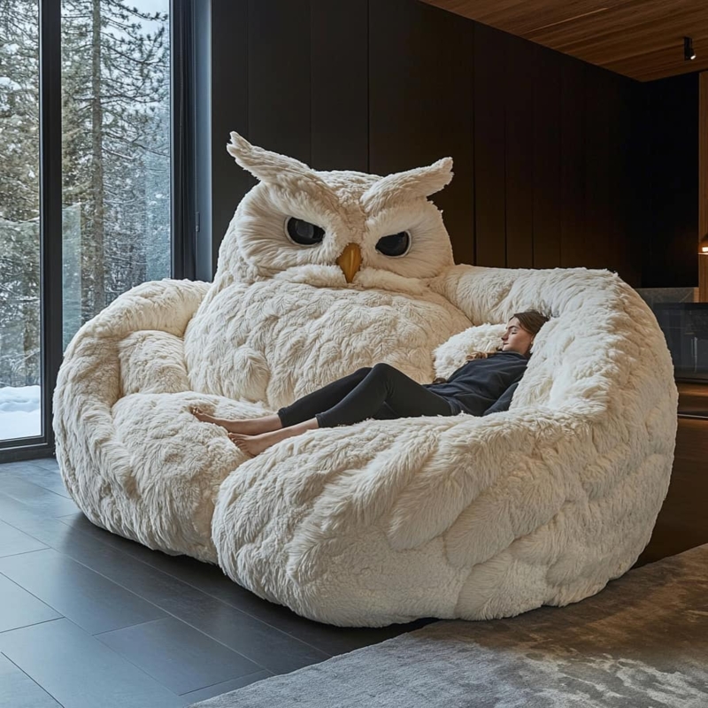 Plush Owl-Shaped Sofa for Unique Cozy Living Rooms