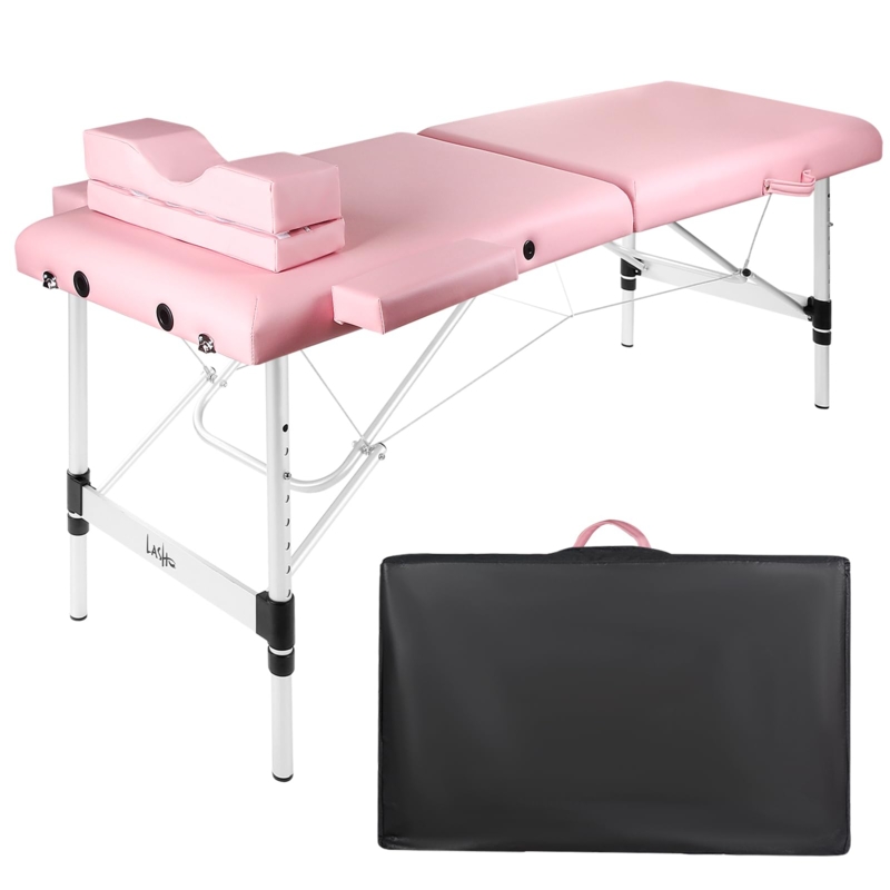 Portable Pink Lash Extension Massage Bed with Carry Case