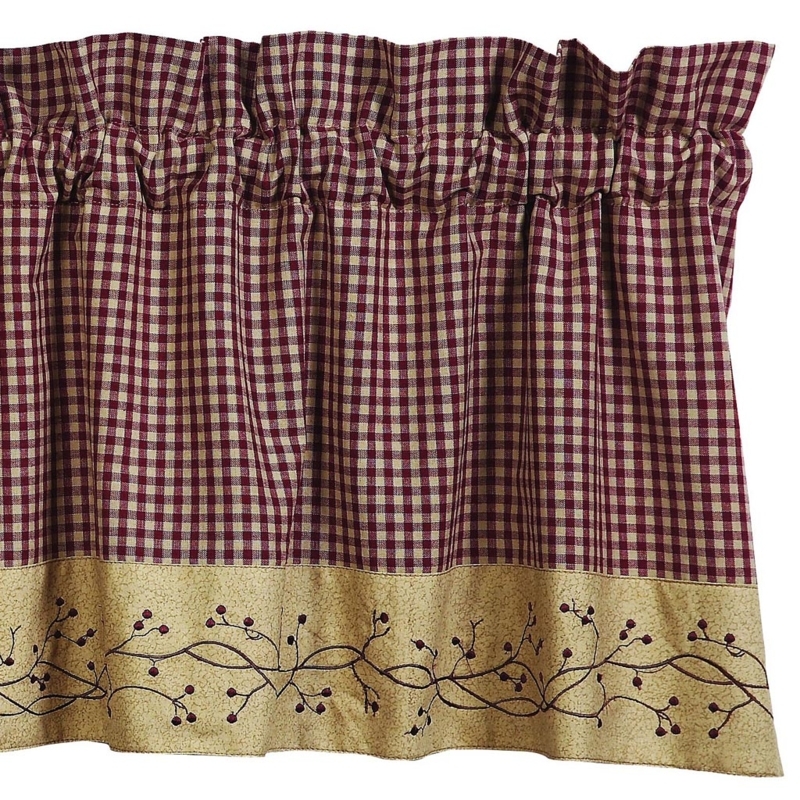 Primitive Country Style Gingham Curtains with Valance