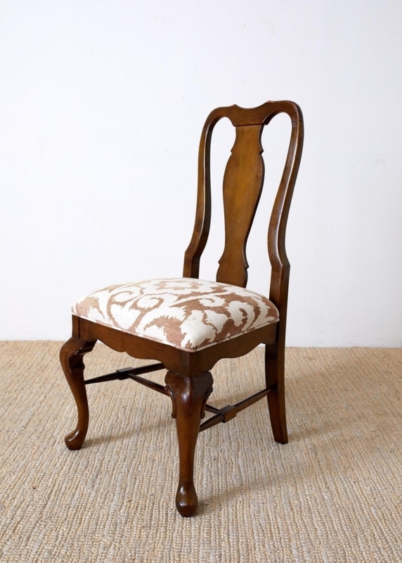 Queen Anne Style Mahogany Dining Chair with Upholstered Seat