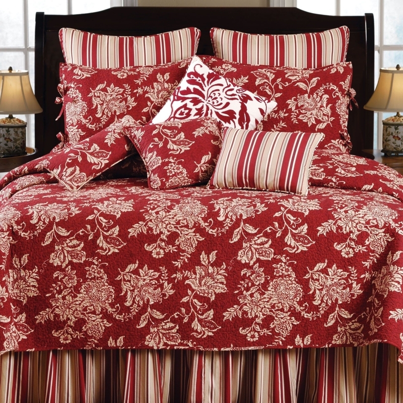 Red and White French Country Comforter Set