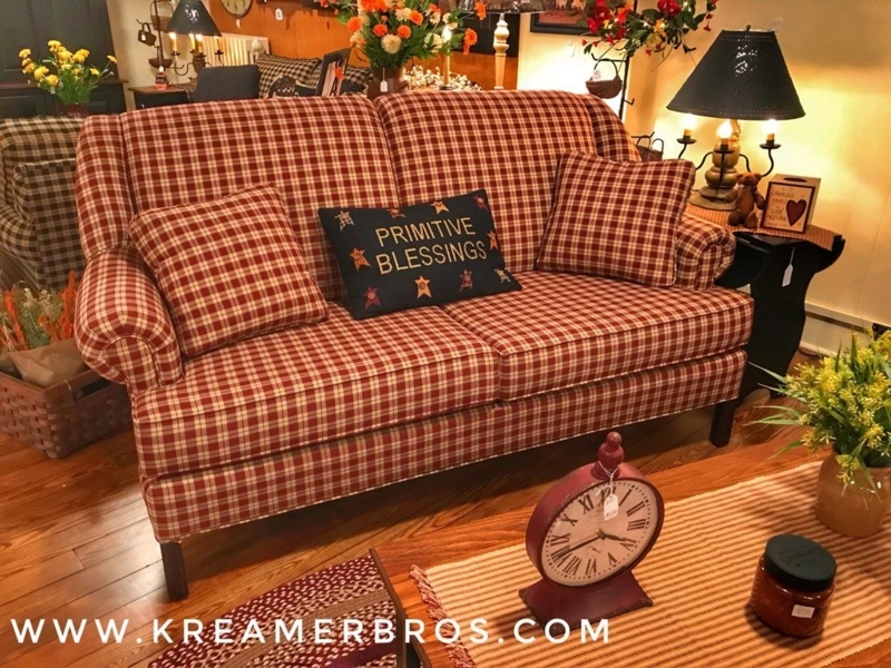 Red Plaid Country Sofa | Baci Living Room