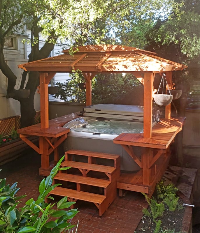Redwood Hot Tub Pavilion Enclosure Kit Outdoors