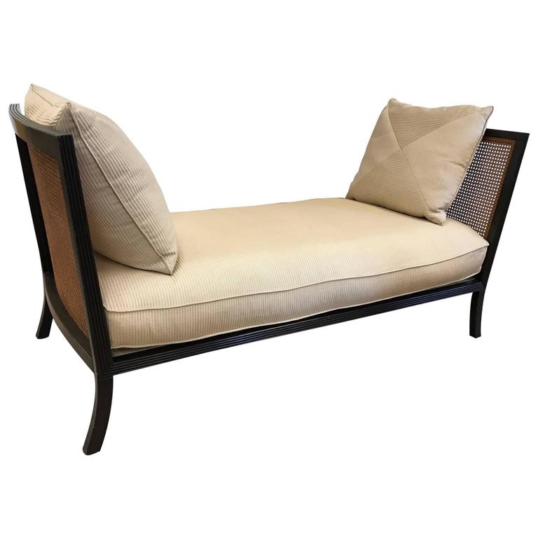 Regency Style Upholstered Cane Daybed with Cushions