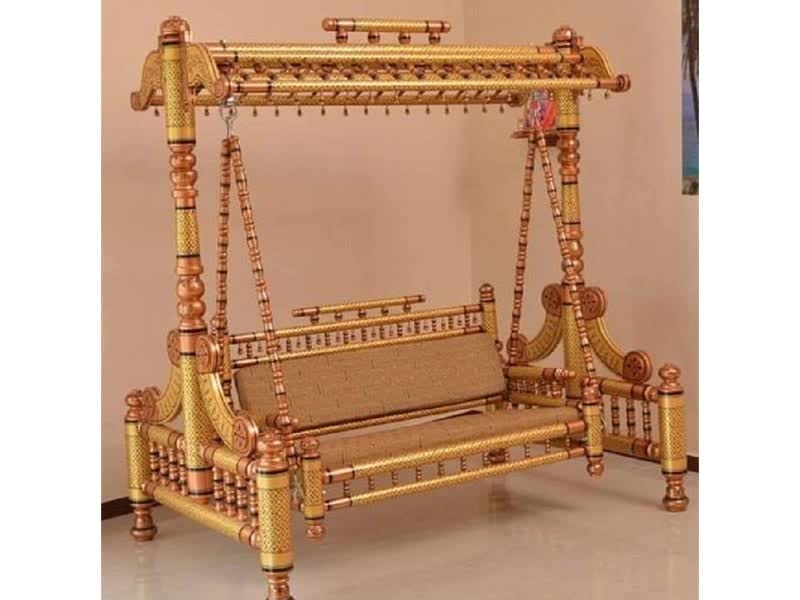 Royal Indian Wooden Carved Sankheda Swing