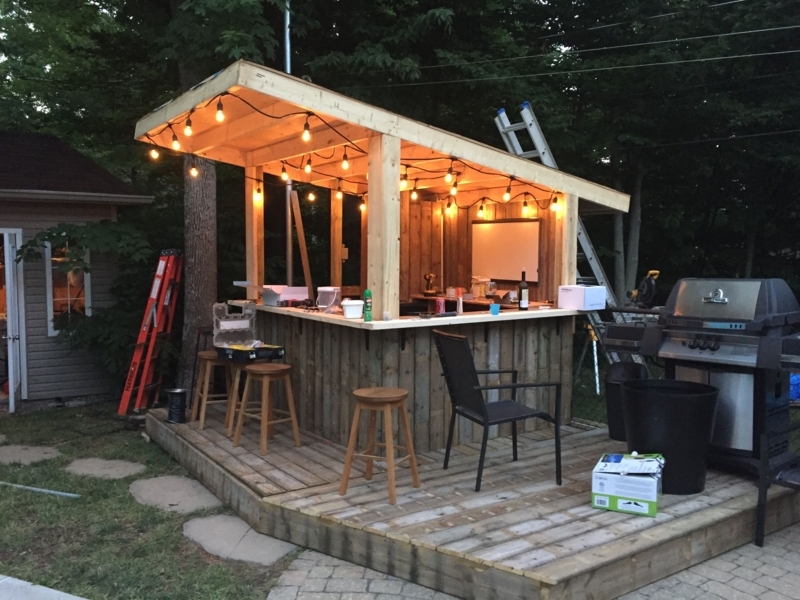 Rustic Backyard Tiki Bar with Reclaimed Wood
