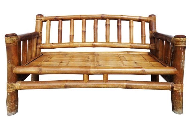 Rustic Bamboo Sofa with Natural Wood Finish