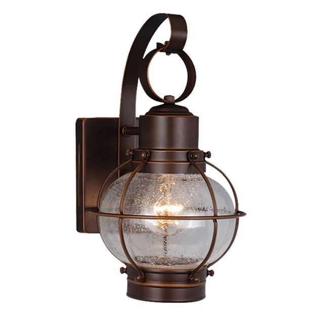 Rustic Coastal Wall Sconce with Clear Seeded Glass
