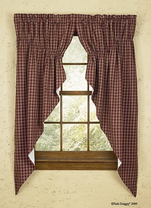 Rustic Country Plaid Curtains with Valances and Swags