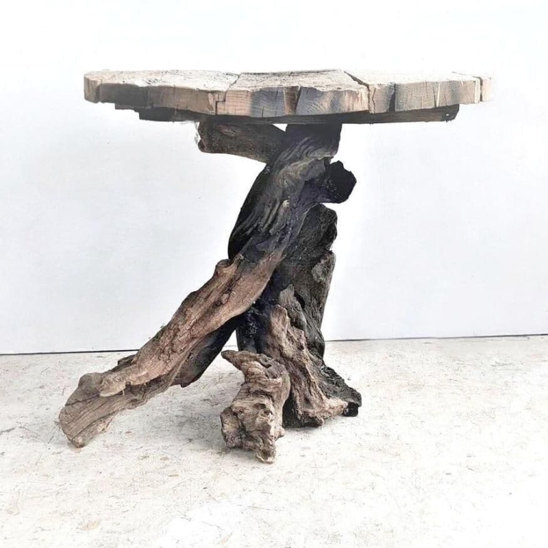 Rustic Driftwood Dining Table with Natural Texture