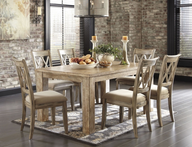 Rustic Driftwood Rectangular Dining Table Set