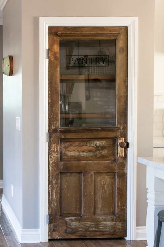 Rustic Farmhouse Pantry Door with Glass Panel