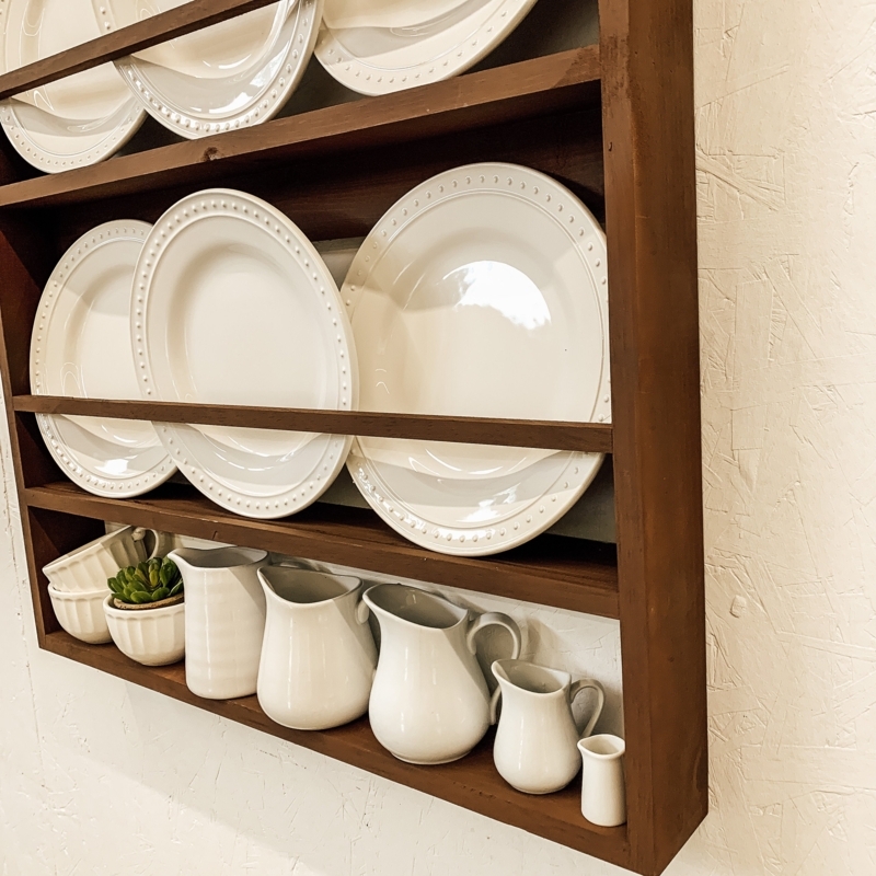 Rustic Farmhouse Wood Plate Rack Shelf Wall Decor