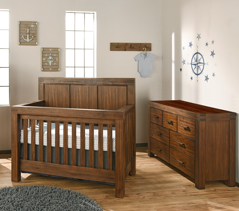 Rustic Farmhouse Wooden Crib and Dresser Set