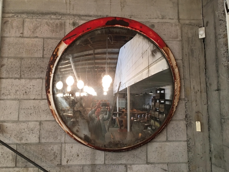 Rustic Large Round Bubble Mirror for Industrial Spaces