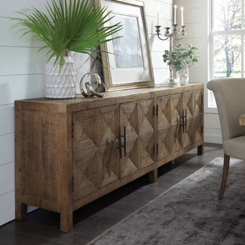 Rustic Modern Wood Sideboard with Geometric Doors