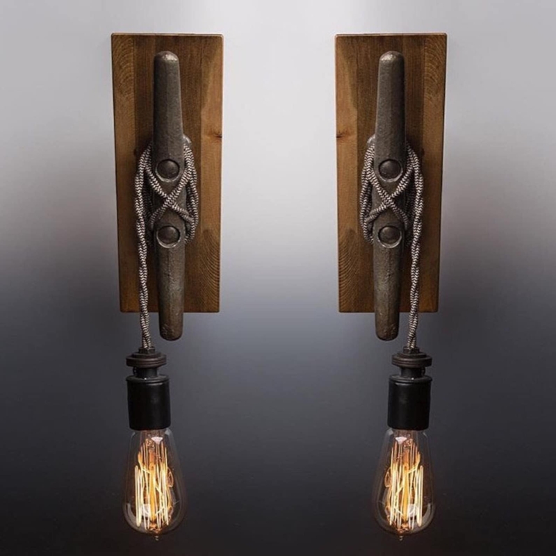 Rustic Nautical Edison Bulb Wall Sconce Pair