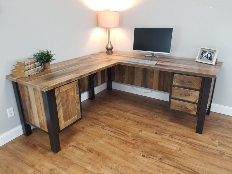 Rustic Reclaimed Barnwood L-Shaped Corner Desk