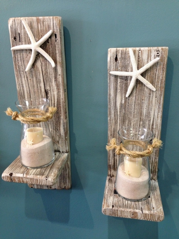 Rustic Reclaimed Wood Starfish Wall Sconces