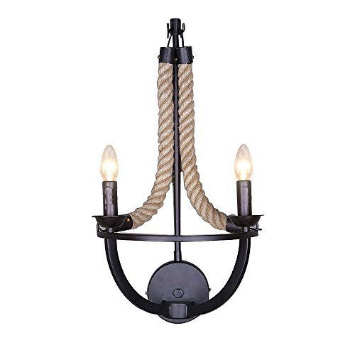 Rustic Rope Beach Wall Sconce with Dual Bulbs